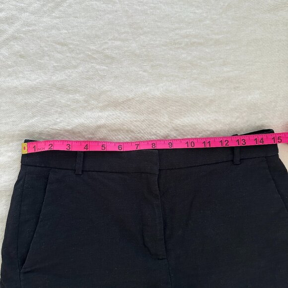 J Crew Linen Blend Scalloped Shorts Size 6 Preppy Beachy Casual Black Pockets - Picture 9 of 10